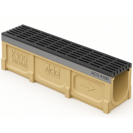 Rejilla KlassikDrain DrainLok™ K100 Tipo 447D Acero inoxidable longitudinal con Canal de Concreto Polimérico de 1 metro de longitud por Grupo RIVEND Mexico