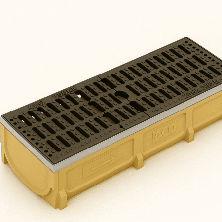 Rejilla KlassikDrain DrainLok™ K200 Tipo 660D Hierro dúctil ranurado con Canal de Concreto Polimérico de 1 metro de longitud por Grupo RIVEND Mexico 2