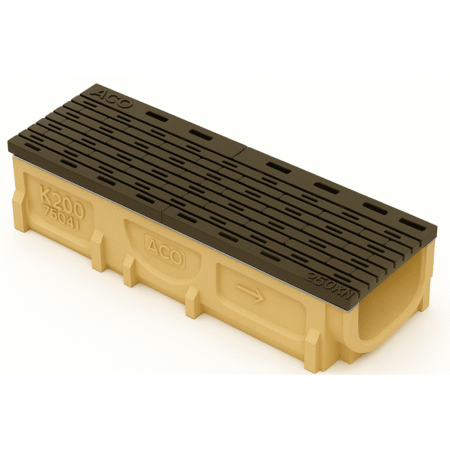 Rejilla KlassikDrain DrainLok™ K200 Tipo 676D Hierro dúctil longitudinal con Canal de Concreto Polimérico de 1 metro de longitud por Grupo RIVEND Mexico