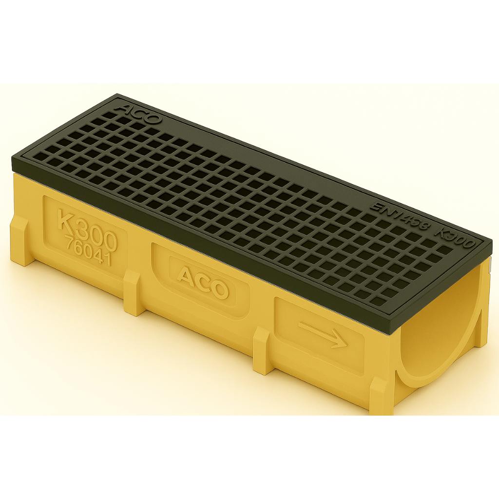 Rejilla KlassikDrain DrainLok™ K300 Tipo 805D Acero galvanizado malla con Canal de Concreto Polimérico de 1 metro de longitud por Grupo RIVEND Mexico