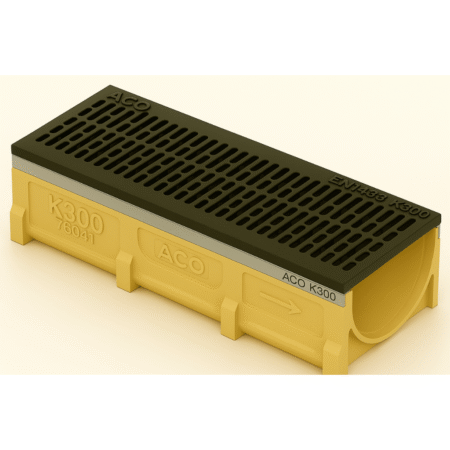 Rejilla KlassikDrain DrainLok™ K300 Tipo 860D Hierro dúctil ranurado con Canal de Concreto Polimérico de 1 metro de longitud por Grupo RIVEND Mexico