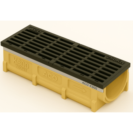 Rejilla KlassikDrain DrainLok™ K300 Tipo 876D Hierro dúctil longitudinal con Canal de Concreto Polimérico de 1 metro de longitud por Grupo RIVEND Mexico