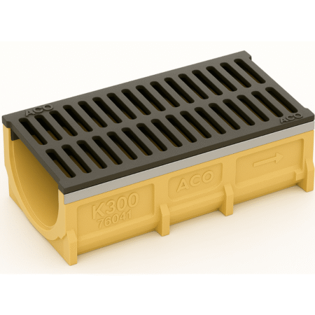 Rejilla KlassikDrain QuickLok™ K300 Tipo 861Q Hierro dúctil ranurado con Canal de Concreto Polimérico de 1 metro de longitud por Grupo RIVEND Mexico