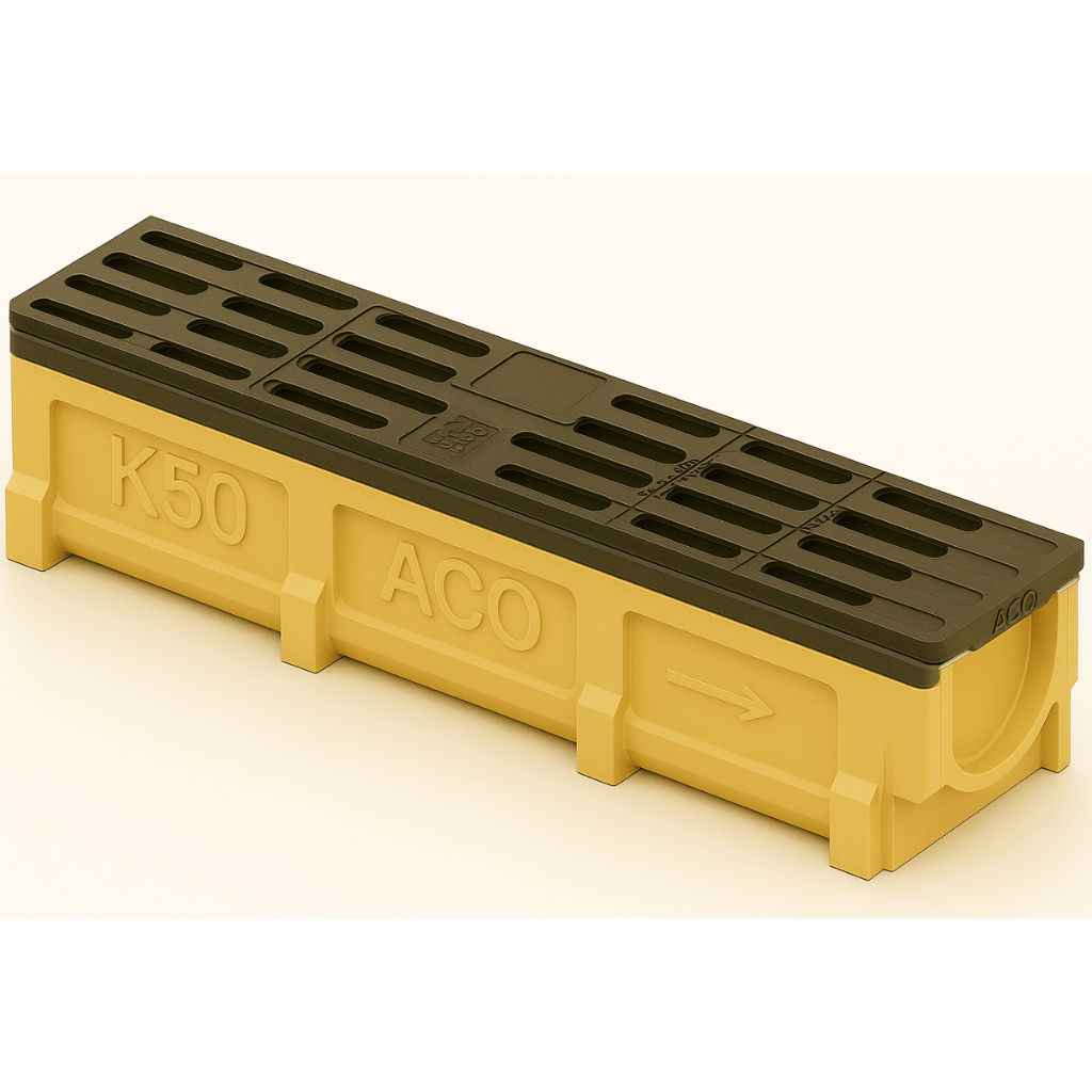 Rejilla MiniKlassikDrain DrainLok™ K50 Tipo 276D Hierro dúctil longitudina con Canal de Concreto Polimérico de 1 metro de longitud por Grupo RIVEND Mexico